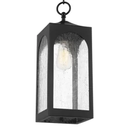 Possini Euro Design Modern Outdoor Hanging Light Fixture Matte Black Steel 19" Clear Seedy Glass Panels For Exterior House Porch -Famous Lighting Store GUEST c2057ce0 127f 4701 819b 37c293656934