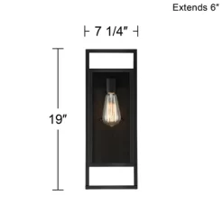 Possini Euro Design Jericho Modern Outdoor Wall Light Fixture Textured Black Metal 19" Clear Glass Panel For Post Exterior Barn Deck House Porch Yard -Famous Lighting Store GUEST c225dbc7 0d5b 4415 ad49 deba60c24328