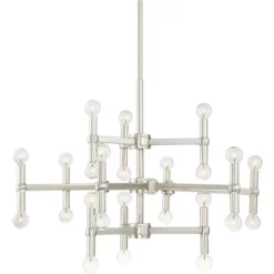 Possini Euro Design Marya Brushed Nickel Chandelier 32" Wide Modern 24-Light Fixture For Dining Room House Foyer Kitchen Island Entryway Bedroom Home -Famous Lighting Store GUEST c377a767 7d2d 4ac9 a18d f4a9873aaf53