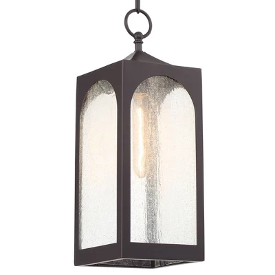 Possini Euro Design Tyne Modern Industrial Outdoor Hanging Light Bronze 19" Seedy Glass Shade For Post Exterior Barn Deck House Porch Yard Patio Home 4 Possini Euro Design Tyne Modern Industrial Outdoor Hanging Light Bronze 19" Seedy Glass Shade For Post Exterior Barn Deck House Porch Yard Patio Home - Image 2