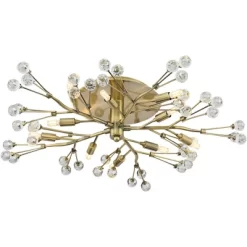 Possini Euro Design Ceiling Light Semi Flush Mount Fixture LED Brass 27 1/2" Wide 10-Light Crystal Berry For Living Room -Famous Lighting Store GUEST c41857f5 626a 4dda a835 2734a4fd62aa