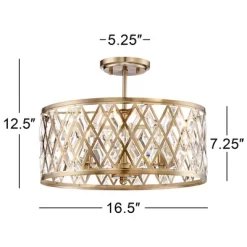 Possini Euro Design Tanz Modern Ceiling Light Semi Flush Mount Fixture 16 1/2" Wide Satin Brass 3-Light Clear Glass Crystal For Bedroom Kitchen House 9 Possini Euro Design Tanz Modern Ceiling Light Semi Flush Mount Fixture 16 1/2" Wide Satin Brass 3-Light Clear Glass Crystal For Bedroom Kitchen House -Famous Lighting Store GUEST c43a1805 adc9 4385 a1b9 30762f770ec5