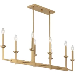 Possini Euro Design Kime Gold Linear Pendant Chandelier 50" Wide Modern 8-Light Fixture For Dining Room House Foyer Kitchen Island Entryway Bedroom -Famous Lighting Store GUEST c5413f31 df3b 48dd 9e7d 918e114536b7