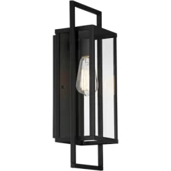 Possini Euro Design Jericho Modern Outdoor Wall Light Fixture Textured Black Metal 19" Clear Glass Panel For Post Exterior Barn Deck House Porch Yard -Famous Lighting Store GUEST c55472d5 7bcf 49fd 9b53 987353326afd