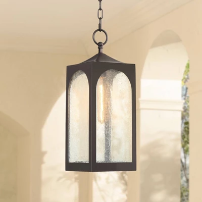 Possini Euro Design Tyne Modern Industrial Outdoor Hanging Light Bronze 19" Seedy Glass Shade For Post Exterior Barn Deck House Porch Yard Patio Home 3 Possini Euro Design Tyne Modern Industrial Outdoor Hanging Light Bronze 19" Seedy Glass Shade For Post Exterior Barn Deck House Porch Yard Patio Home