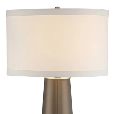 Possini Euro Design Karen Modern Table Lamp 36" Tall Dark Gold Glass Off White Fabric Drum Shade For Bedroom Living Room Bedside Nightstand Office 4 Possini Euro Design Karen Modern Table Lamp 36" Tall Dark Gold Glass Off White Fabric Drum Shade For Bedroom Living Room Bedside Nightstand Office - Image 3