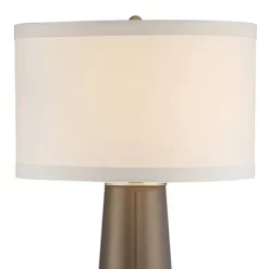 Possini Euro Design Karen Modern Table Lamp 36" Tall Dark Gold Glass With Table Top Dimmer Off White Fabric Drum Shade For Bedroom Living Room Bedside -Famous Lighting Store GUEST c6748c4a c890 438e 979f 021b596a0701