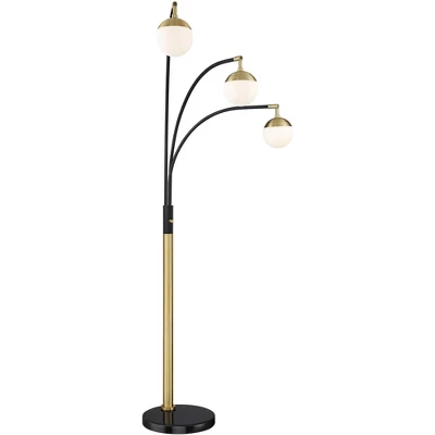 Possini Euro Design Rayne Modern Arc Floor Lamp 72" Tall Gold Black 3 Light LED Adjustable Arm Frosted Glass Globe Shade For Living Room Reading Home 8 Possini Euro Design Rayne Modern Arc Floor Lamp 72" Tall Gold Black 3 Light LED Adjustable Arm Frosted Glass Globe Shade For Living Room Reading Home - Image 6