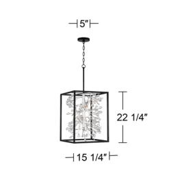 Possini Euro Design Black Silver Pendant Chandelier 15 1/4" Wide Modern Clear Crystal Flower Vine 4-Light Fixture For Dining Room House -Famous Lighting Store GUEST c8ac2b71 c805 4378 b0a9 146ccced3985