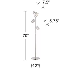 Possini Euro Design Nuovo Modern Tree Floor Lamp 70" Tall Brushed Nickel 3 Light Adjustable Heads For Living Room Reading Bedroom Office House Home -Famous Lighting Store GUEST c90900c1 6eb2 43c5 8dfb f9f9588ef365