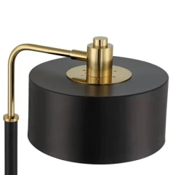 Possini Euro Design Myles Modern Mid Century Desk Lamp 24" High Black Gold With Dual USB Charging Ports Metal Drum Shade For Bedroom Living Room Home -Famous Lighting Store GUEST c95c07aa 134f 4f3a b0b8 338184566037