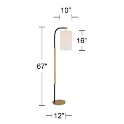 Possini Euro Design Sausalito Mid Century Modern Downbridge Floor Lamp 67" Tall Warm Gold Black Metal Linen Cylinder Shade For Living Room Reading -Famous Lighting Store GUEST cae62b55 643c 4b3e b861 b124f059f8ea