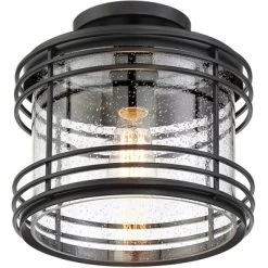 Possini Euro Design Modern Semi Flush Mount Outdoor Ceiling Light Fixture Black Geometric 11" Clear Seedy Glass For Exterior House Porch Patio Deck 11 Possini Euro Design Modern Semi Flush Mount Outdoor Ceiling Light Fixture Black Geometric 11" Clear Seedy Glass For Exterior House Porch Patio Deck -Famous Lighting Store GUEST cb8c1411 a795 4f98 aa4e 939519680ea3