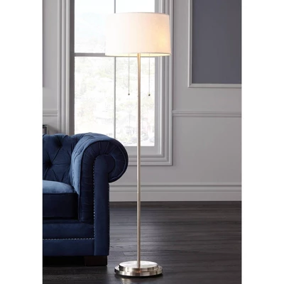 Possini Euro Design Simplicity Modern Floor Lamp 59" Tall Brushed Nickel Silver Off White Tapered Drum Shade For Living Room Bedroom Office House Home 3 Possini Euro Design Simplicity Modern Floor Lamp 59" Tall Brushed Nickel Silver Off White Tapered Drum Shade For Living Room Bedroom Office House Home