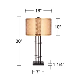 Possini Euro Design Deborah Modern Mid Century Table Lamp 30" Tall Black With USB Charging Port Gold Metal Double Drum Shades For Living Room Desk 17 Possini Euro Design Deborah Modern Mid Century Table Lamp 30" Tall Black With USB Charging Port Gold Metal Double Drum Shades For Living Room Desk -Famous Lighting Store GUEST ccb51444 3a3d 47f9 8b7a 4949629a99e7