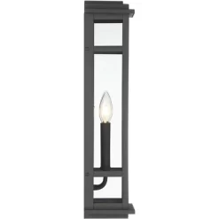 Possini Euro Design Modern Industrial Outdoor Wall Light Fixture Cool Black Windowpane Frame 20" For Post Exterior Barn Deck House -Famous Lighting Store GUEST cd7b83f5 5a37 43f6 b66f 5f807ab206c8