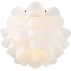Possini Euro Design Modern Ceiling Light Semi Flush Mount Fixture White Flower Gold Metal 15 3/4" Wide Living Room Bedroom Kitchen -Famous Lighting Store GUEST ce930fb8 a960 4b90 bf0d 81613c5bebb7