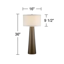 Possini Euro Design Karen Modern Table Lamp 36" Tall Dark Gold Glass With Table Top Dimmer Off White Fabric Drum Shade For Bedroom Living Room Bedside -Famous Lighting Store GUEST cfef7d8d 90e2 4c2c b118 e2d6aa9110ee