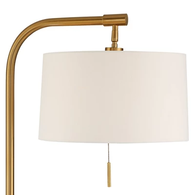 Possini Euro Design Volta Modern Floor Lamp With Tray Table 66" Tall Brass USB Charging Port White Drum Shade For Living Room Bedroom Office House 4 Possini Euro Design Volta Modern Floor Lamp With Tray Table 66" Tall Brass USB Charging Port White Drum Shade For Living Room Bedroom Office House - Image 2