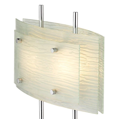 Possini Euro Design Charles Street Modern Desk Lamp 23" High Chrome Satin Nickel Frosted Slump Glass Shade For Bedroom Living Room Bedside Nightstand 3 Possini Euro Design Charles Street Modern Desk Lamp 23" High Chrome Satin Nickel Frosted Slump Glass Shade For Bedroom Living Room Bedside Nightstand - Image 2