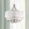 Possini Euro Design Nor Brushed Nickel Pendant Chandelier 23" Wide Modern Double White Organza Shade 6-Light Fixture For Dining Room Kitchen Island -Famous Lighting Store GUEST d3f9c86d e334 4cad b990 48f0f4f56929
