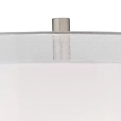 Possini Euro Design Roxie Modern Floor Lamp Standing 65 1/2" Tall Brushed Nickel Sheer Linen Double Drum Shade For Living Room Bedroom Office House -Famous Lighting Store GUEST d4604548 fbb1 4f8d 855a 2bf365719269