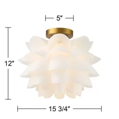 Possini Euro Design Modern Ceiling Light Semi Flush Mount Fixture White Flower Gold Metal 15 3/4" Wide Living Room Bedroom Kitchen -Famous Lighting Store GUEST d4dfbf46 d749 4ed9 ad97 3bda7c01cd2a