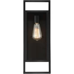 Possini Euro Design Jericho Modern Outdoor Wall Light Fixture Textured Black Metal 19" Clear Glass Panel For Post Exterior Barn Deck House Porch Yard -Famous Lighting Store GUEST d56b34ca 30b4 45a1 a196 5f87019d0759