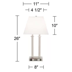 Possini Euro Design Amity Modern Table Lamp 26" High Brushed Nickel With USB And AC Power Outlet In Base White Linen Shade For Bedroom Bedside Desk 13 Possini Euro Design Amity Modern Table Lamp 26" High Brushed Nickel With USB And AC Power Outlet In Base White Linen Shade For Bedroom Bedside Desk -Famous Lighting Store GUEST d597278f bc77 4473 a7da 053f0dde81c2
