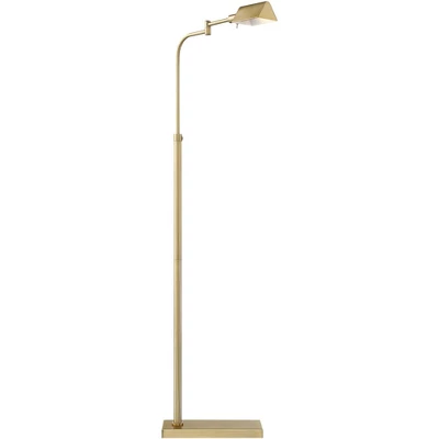 Possini Euro Design Keegan Traditional Pharmacy Floor Lamp 54 1/4" Tall Warm Gold Adjustable Swing Arm Metal Tent Shade For Living Room Reading 9 Possini Euro Design Keegan Traditional Pharmacy Floor Lamp 54 1/4" Tall Warm Gold Adjustable Swing Arm Metal Tent Shade For Living Room Reading - Image 7