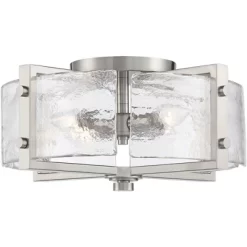 Possini Euro Design Prane Modern Industrial Ceiling Light Semi Flush Mount Fixture 17" Wide Brushed Nickel 4-Light Warped Glass For Bedroom Kitchen -Famous Lighting Store GUEST d6d6f1d6 17f5 40d9 8e0f cceec1010e0d