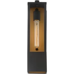 Possini Euro Design Berk Modern Outdoor Wall Light Fixture Textured Black 16" Clear Glass For Post Exterior Barn Deck House Porch Yard Posts Patio -Famous Lighting Store GUEST da83069b 7e6b 49ad a4f9 5d42bbfbba2d