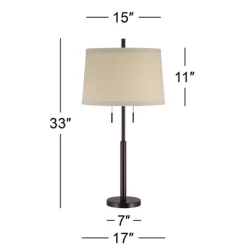 Possini Euro Design Modern Buffet Table Lamp 33" Tall With USB Charging Port Dark Bronze Drum Shade For Bedroom Living Room Office -Famous Lighting Store GUEST dcc07fcf 70fe 4765 9a48 e7b3bafa7865