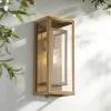Possini Euro Design Modern Outdoor Wall Light Fixture Brass 16 1/4" Clear Glass Panel For Exterior Barn Deck House Porch Yard Patio Outside Garage -Famous Lighting Store GUEST ddd70201 0fc4 4156 8467 ad03076eb02f