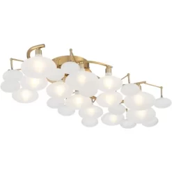 Possini Euro Design Lilypad Modern Ceiling Light Semi Flush Mount Fixture 30 1/4" Wide Warm Brass 12-Light Frosted Glass Shade For Bedroom Living Room -Famous Lighting Store GUEST dec42141 80e6 4416 977e 08a265036989