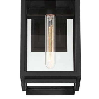 Possini Euro Design Atkins Modern Outdoor Wall Light Fixture Matte Black 14 1/4" Clear Glass For Post Exterior Barn Deck House Porch Yard Posts Patio 4 Possini Euro Design Atkins Modern Outdoor Wall Light Fixture Matte Black 14 1/4" Clear Glass For Post Exterior Barn Deck House Porch Yard Posts Patio - Image 2