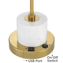 Possini Euro Design Barclay Modern Desk Lamp 23" High Warm Gold With USB Charging Port Frosted Glass Shade For Bedroom Living Room Bedside Office Kids -Famous Lighting Store GUEST dfa7525e d6d0 4929 aece 5f9750bb6b75