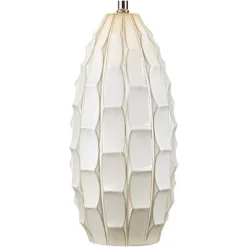 Possini Euro Design Cosgrove Modern Mid Century Table Lamp 32 3/4" Tall White Glazed Ceramic Beige Fabric Drum Shade For Bedroom Living Room Bedside -Famous Lighting Store GUEST e15958a3 0b96 48ea bace d8ad192dac70