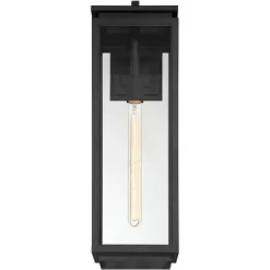 Possini Euro Design Atkins Modern Outdoor Wall Light Fixture Matte Black 24" Clear Glass For Post Exterior Barn Deck House Porch Yard Patio Outside -Famous Lighting Store GUEST e1746b35 48a4 4dea b7ab 391c9b779ae3