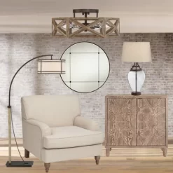 Possini Euro Design Moorcroft Modern Farmhouse Ceiling Light Semi Flush Mount Fixture 14 1/2" Wide Dark Wood Bronze 6-Light Hexagon Frame For Bedroom -Famous Lighting Store GUEST e365a827 dd64 4f45 abf0 cc9e7e1dfb53