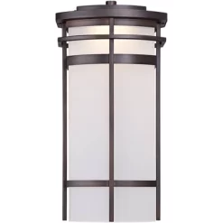 Possini Euro Design Theola Modern Outdoor Wall Light Fixture Bronze LED 16 1/4" Etched Glass Shade For Post Exterior Barn Deck House Porch Yard Patio -Famous Lighting Store GUEST e3c288ac 246f 4d89 a275 30309fd3b1af