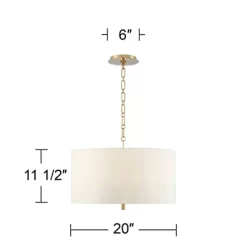 Possini Euro Design Warm Gold Pendant Chandelier 20" Wide Modern White Linen Drum Shade 4-Light Fixture For Dining Room Foyer Kitchen Island Entryway -Famous Lighting Store GUEST e442902c ea63 4d3a 8d41 f624d8734d7e