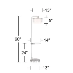 Possini Euro Design Modern Floor Lamps 60" Tall Set Of 2 With Tray Table USB Port Nickel Silver Organza White Linen Shades For Living Room -Famous Lighting Store GUEST e61f5abd e583 4a9a 9ede 9fd7040fa229