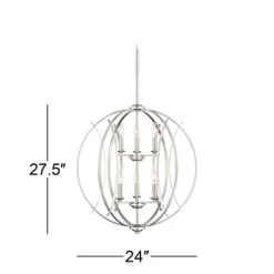 Possini Euro Design Spherical Brushed Nickel Large Chandelier 24" Wide Modern 6-Light Fixture For Dining Room House Foyer Kitchen Island Entryway Home -Famous Lighting Store GUEST e62c04c4 c29c 4795 9fb8 3a7406cfd339