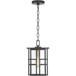 Possini Euro Design Arley Modern Outdoor Hanging Light Black Geometric Frame 12 1/2" Seedy Glass For Post Exterior Barn Deck House Porch Yard Patio -Famous Lighting Store GUEST e702e4ef a4d6 40f0 acb7 19b60d84aea4