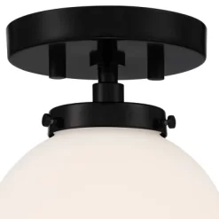 Possini Euro Design Jilly Modern Ceiling Light Semi Flush Mount Fixture 6 3/4" Wide Black White Glass Globe Shade For Bedroom Kitchen Living Room Home -Famous Lighting Store GUEST e7739cd1 1446 4b29 b47b 9d636a1de018