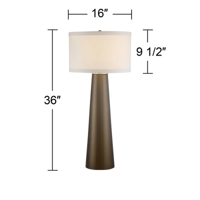 Possini Euro Design Karen Modern Table Lamp 36" Tall Dark Gold Glass Off White Fabric Drum Shade For Bedroom Living Room Bedside Nightstand Office 7 Possini Euro Design Karen Modern Table Lamp 36" Tall Dark Gold Glass Off White Fabric Drum Shade For Bedroom Living Room Bedside Nightstand Office - Image 6