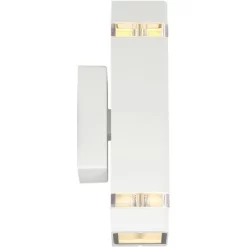 Possini Euro Design Modern Outdoor Wall Light Fixture White 2-Light Up Down 10 1/2" Clear Glass Inserts For Exterior Barn Deck House Porch Yard Patio -Famous Lighting Store GUEST e7cc3024 a522 455c bfde cfb30d448b0a