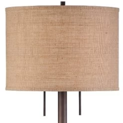 Possini Euro Design Garth Modern Floor Lamp Standing 63 1/2" Tall Oil Rubbed Bronze Burlap Fabric Drum Shade For Living Room Bedroom Office House Home -Famous Lighting Store GUEST eb1d5f9f 3c53 4a30 8ea3 da94abf22b1f