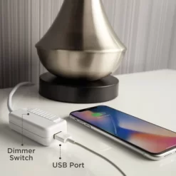 Possini Euro Design Modern Table Lamp With USB Charging Port And Nightlight LED 25" High Blue Art Glass White Shade For Bedroom Desk (Color May Vary) -Famous Lighting Store GUEST ebc0f417 de2e 4349 b9ed c3ead5843cdf